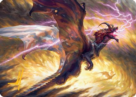 Image of Stormscale Scion Art Card (17/54) (Gold-Stamped Signature) (AATDM-017) - Art Series: Tarkir: Dragonstorm