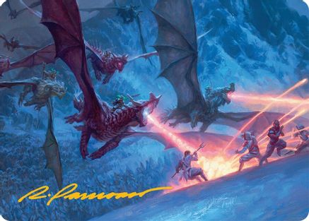 Image of Dragonback Assault Art Card (22/54) (Gold-Stamped Signature) (AATDM-022) - Art Series: Tarkir: Dragonstorm