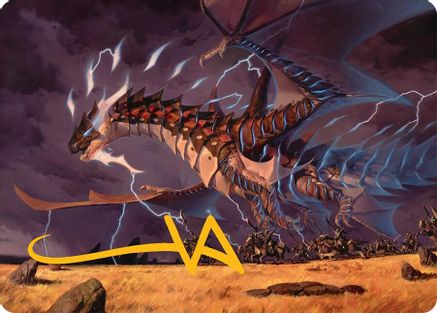 Image of Neriv, Heart of the Storm Art Card (25/54) (Gold-Stamped Signature) (AATDM-025) - Art Series: Tarkir: Dragonstorm
