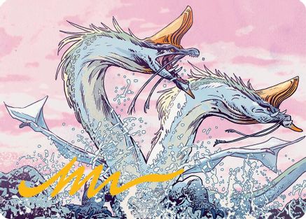 Image of Twinmaw Stormbrood Art Card (39/54) (Gold-Stamped Signature) (AATDM-039) - Art Series: Tarkir: Dragonstorm