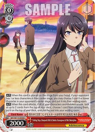 Image of Fading Days, Knapsack Kid & Sakuta Azusagawa & Mai Sakurajima (SBY/W114-E068 C) - Rascal Does Not Dream Series