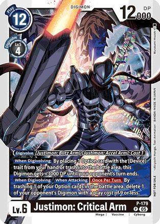 Image of Justimon: Critical Arm (Store Tournament 2025 Vol.2 Participation Pack) (P-179) - Digimon Promotion Cards