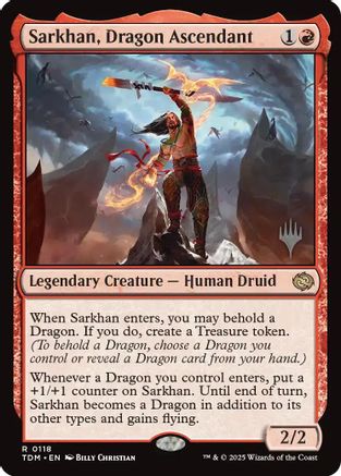 Image of Sarkhan, Dragon Ascendant (PPTDM-118) - Promo Pack: Tarkir: Dragonstorm Foil