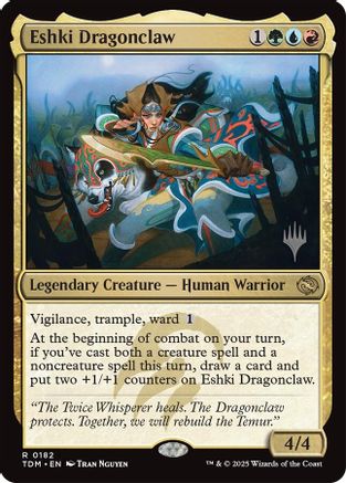 Image of Eshki Dragonclaw (PPTDM-182) - Promo Pack: Tarkir: Dragonstorm Foil