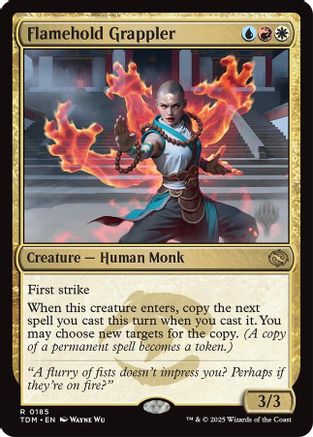 Image of Flamehold Grappler (PPTDM-185) - Promo Pack: Tarkir: Dragonstorm Foil