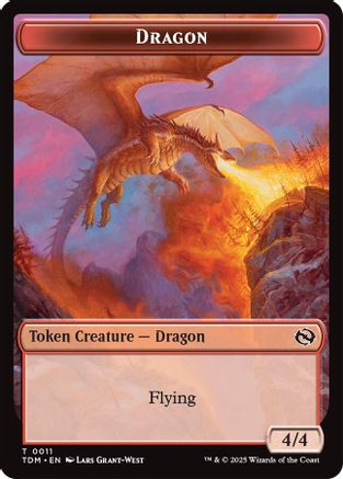 Image of Dragon (0011) // Warrior Double-Sided Token (TDM-11 // 13) - Tarkir: Dragonstorm Foil