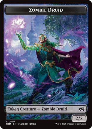 Image of Zombie Druid // Treasure Double-Sided Token (TDM-10 // 16) - Tarkir: Dragonstorm