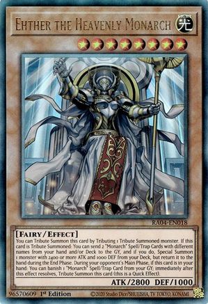 Image of Ehther the Heavenly Monarch (PUR) (RA04-EN018) - Quarter Century Stampede 1st Edition