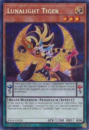 Image of Lunalight Tiger (Secret Rare) (RA04-EN020) - Quarter Century Stampede 1st Edition