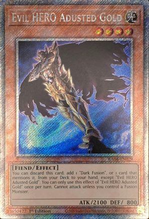 Image of Evil HERO Adusted Gold (Platinum Secret Rare) (RA04-EN029) - Quarter Century Stampede 1st Edition