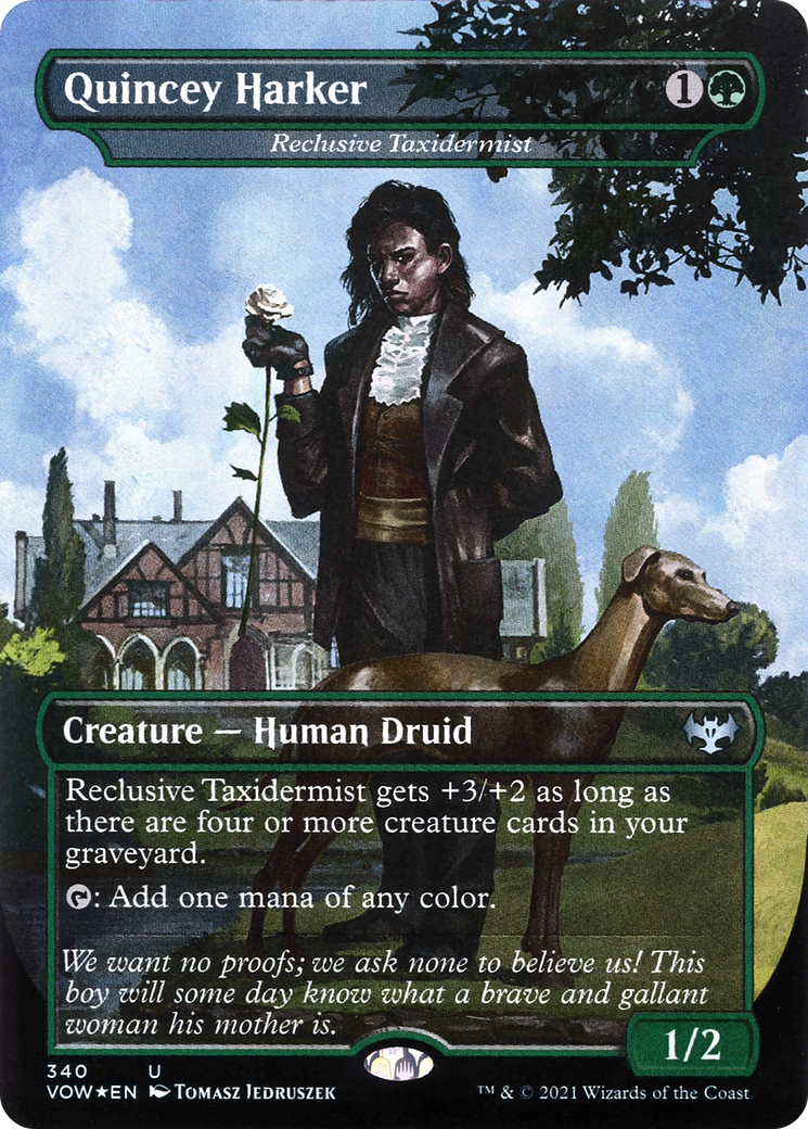 Image of Quincey Harker - Reclusive Taxidermist (VOW-340) - Innistrad: Crimson Vow / Quincey Harker (Borderless) Foil