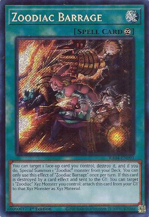 Image of Zoodiac Barrage (Secret Rare) (RA04-EN091) - Quarter Century Stampede 1st Edition