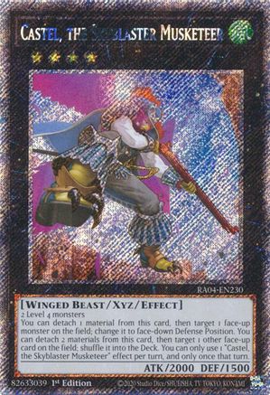 Image of Castel, the Skyblaster Musketeer (Platinum Secret Rare) (RA04-EN230) - Quarter Century Stampede 1st Edition