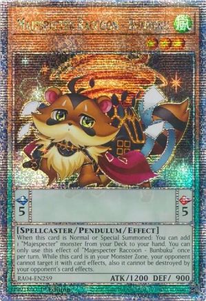 Image of Majespecter Raccoon - Bunbuku (Quarter Century Secret Rare) (RA04-EN259) - Quarter Century Stampede 1st Edition