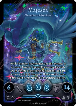 Image of Majesea - Champion of Poseidon (Box Topper) (FST-123) - Divine Champions Firestorm Holo