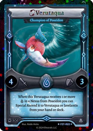 Image of Verutaqua - Champion of Poseidon (Stellar) (FST-R03) - Divine Champions Firestorm Reverse Holo
