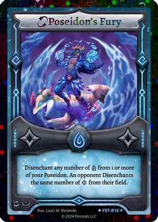 Image of Poseidon's Fury (Stellar) (FST-R10) - Divine Champions Firestorm Starter Decks Reverse Holo