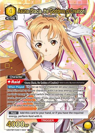 Image of Asuna (Stacia, the Goddess of Creation) (022) (SR*) (UE07BT/SAO-1-022) - UE07BT Sword Art Online Foil
