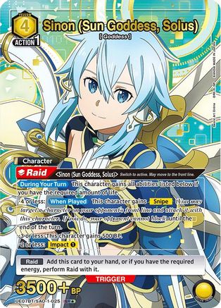 Image of Sinon (Sun Goddess, Solus) (025) (SR*) (UE07BT/SAO-1-025) - UE07BT Sword Art Online Foil