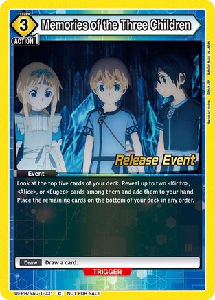 Image of Memories of the Three Children (UEPR/SAO-1-031) - UE07BT Sword Art Online Release Event Cards