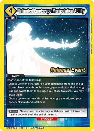 Image of Unlimited Landscape Manipulation Ability (UEPR/SAO-1-033) - UE07BT Sword Art Online Release Event Cards