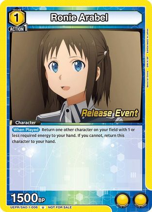 Image of Ronie Arabel (UEPR/SAO-1-006) - UE07BT Sword Art Online Release Event Cards