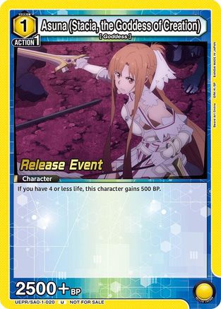Image of Asuna (Stacia, the Goddess of Creation) (020) (UEPR/SAO-1-020) - UE07BT Sword Art Online Release Event Cards