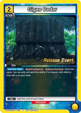 Image of Gigas Cedar (UEPR/SAO-1-029) - UE07BT Sword Art Online Release Event Cards