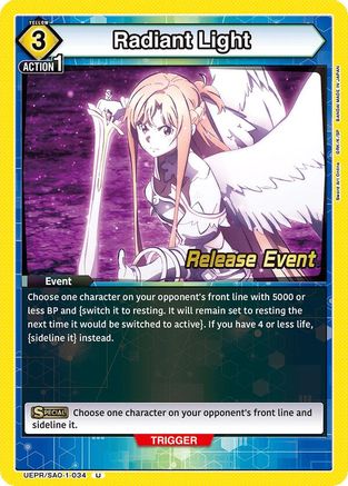 Image of Radiant Light (UEPR/SAO-1-034) - UE07BT Sword Art Online Release Event Cards