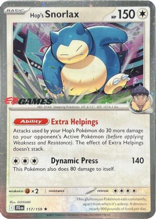 Image of Hop's Snorlax (EB Games) (Cosmos Holo) 117/159  - Holofoil Miscellaneous Cards & Products - Promo