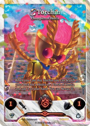 Image of Torchin - Champion of Hestia (Stellar) (CHAMP) - Elestrals Premier Packs Holo
