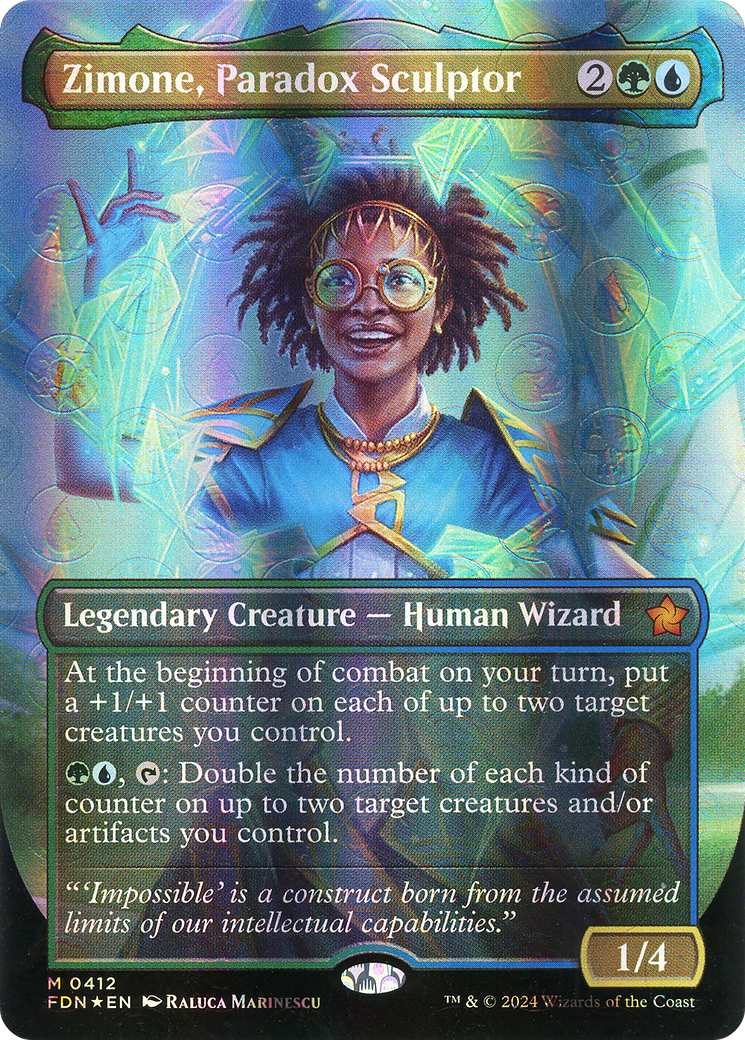 Image of Zimone, Paradox Sculptor (Borderless) (Mana Foil) (FDN-412) - Foundations (Borderless) Foil