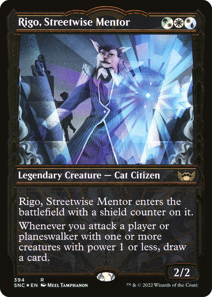 Image of Rigo, Streetwise Mentor (Gilded Foil) (SNC-394) - Streets of New Capenna: (Showcase) Foil