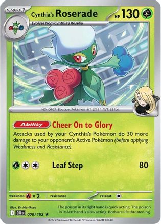 Image of Cynthia's Roserade 008  - Holofoil SV10 Destined Rivals - Rare