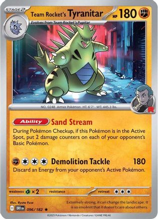 Image of Team Rocket's Tyranitar 096  - Reverse Holofoil SV10 Destined Rivals - Rare