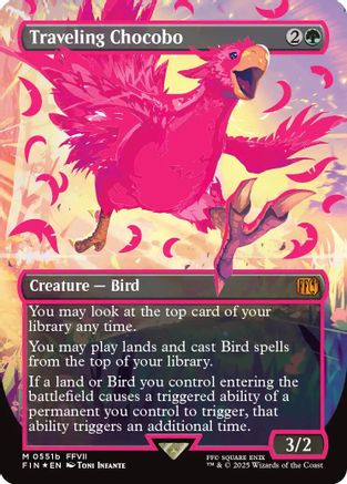 Image of Traveling Chocobo (Borderless) (Neon Ink Pink) (FIN-551B) - FINAL FANTASY Foil