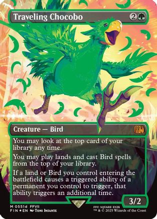 Image of Traveling Chocobo (Borderless) (Neon Ink Green) (FIN-551D) - FINAL FANTASY Foil