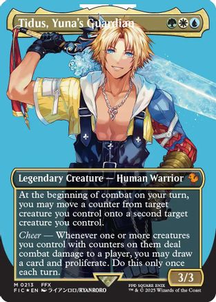 Image of Tidus, Yuna's Guardian (Borderless) (Surge Foil) (FIC-213) - Commander: FINAL FANTASY Foil