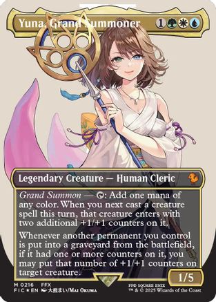Image of Yuna, Grand Summoner (Borderless) (Surge Foil) (FIC-216) - Commander: FINAL FANTASY Foil