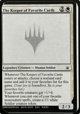 Image of The Keeper of Favorite Cards (-) - Un-Known Event Playtest Cards
