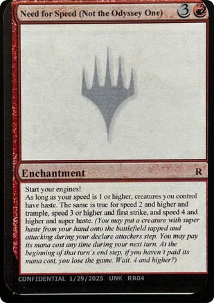 Image of Need for Speed (Not the Odyssey One) (-) - Un-Known Event Playtest Cards