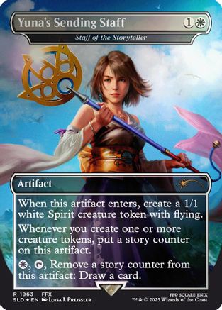 Image of Yuna's Sending Staff - Staff of the Storyteller (Rainbow Foil) (SLD-1863) - Secret Lair Drop Series Foil