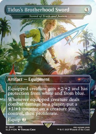 Image of Tidus's Brotherhood Sword - Sword of Truth and Justice (Rainbow Foil) (SLD-1867) - Secret Lair Drop Series Foil