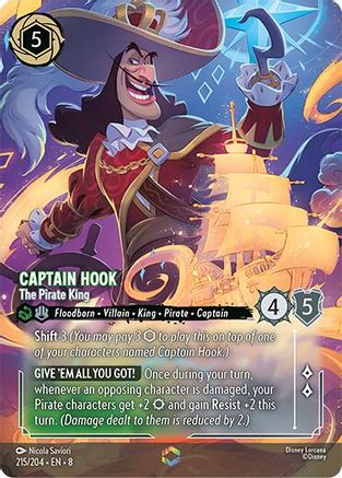 Image of Captain Hook - The Pirate King (Enchanted) (215/204) - Reign of Jafar Holofoil