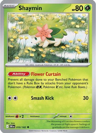 Image of Shaymin 010/182  - Reverse Holofoil SV10 Destined Rivals - Uncommon