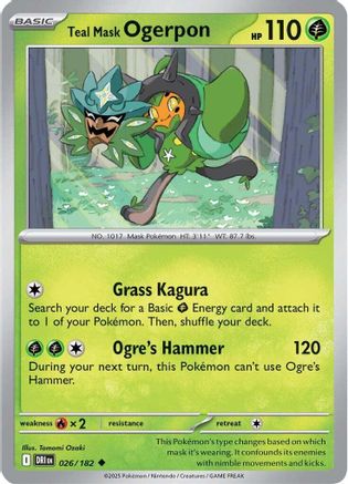 Image of Teal Mask Ogerpon 026  - Reverse Holofoil SV10 Destined Rivals - Uncommon