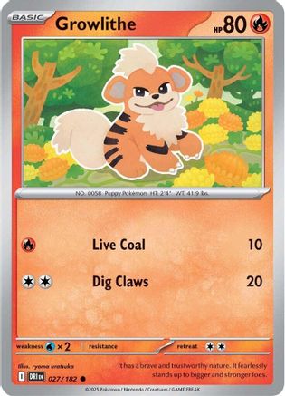 Image of Growlithe 027  - Reverse Holofoil SV10 Destined Rivals - Common