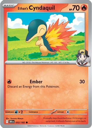 Image of Ethan's Cyndaquil 032  - Reverse Holofoil SV10 Destined Rivals - Common