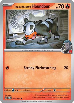Image of Team Rocket's Houndour 037  - Reverse Holofoil SV10 Destined Rivals - Common