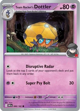 Image of Team Rocket's Dottler 088  SV10 Destined Rivals - Common